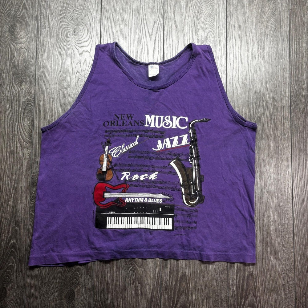 Vintage New Orleans Jazz 1990s Large Tank Top Athletic Shirt Purple Gym